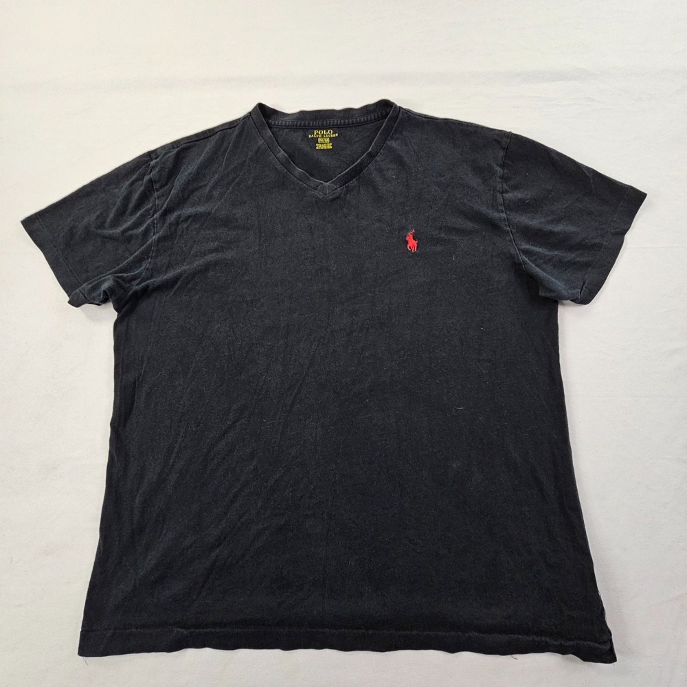 Polo Ralph Lauren Black Short Sleeve Cotton V-Neck T-Shirt Men's M
